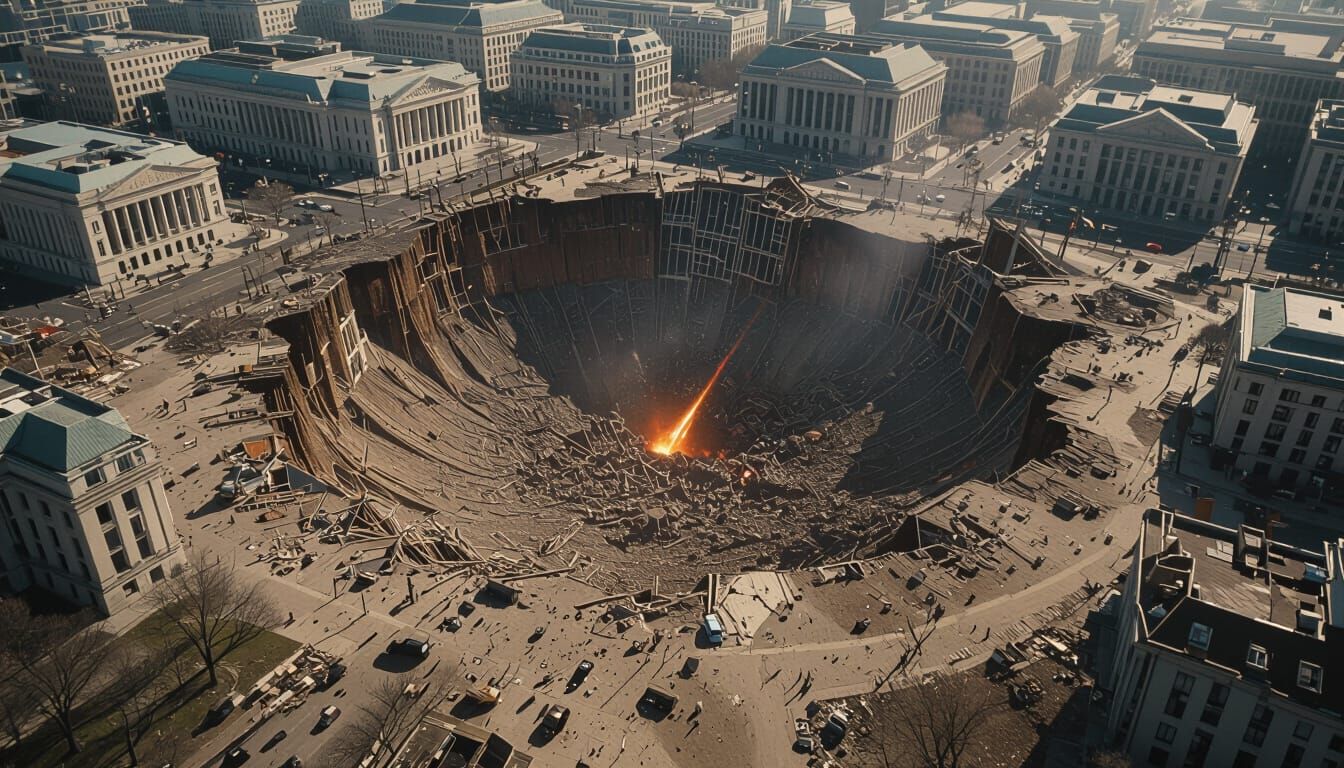 Devastated Washington D.C. After Meteorite Impact: Cinematic...