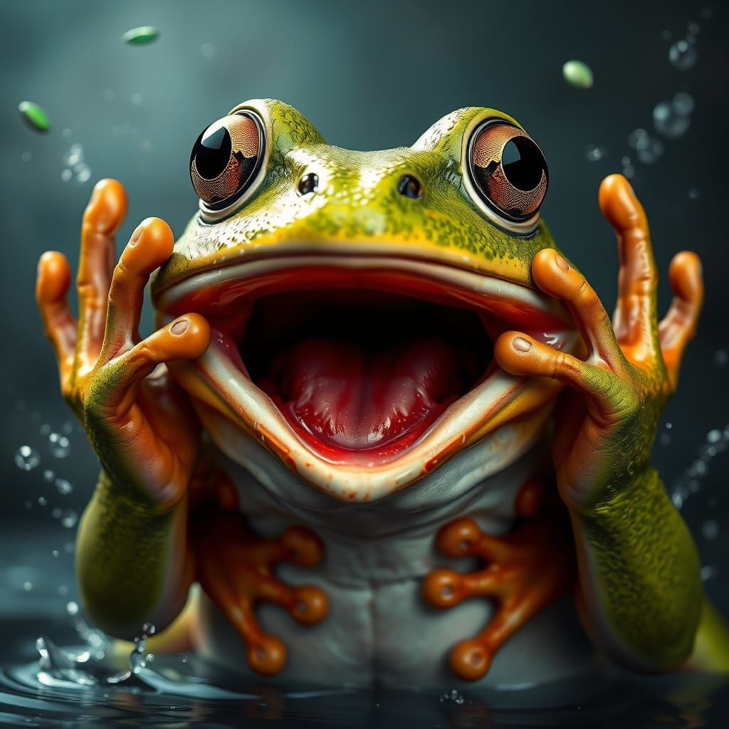 Surprised Frog in Detailed Matte Painting