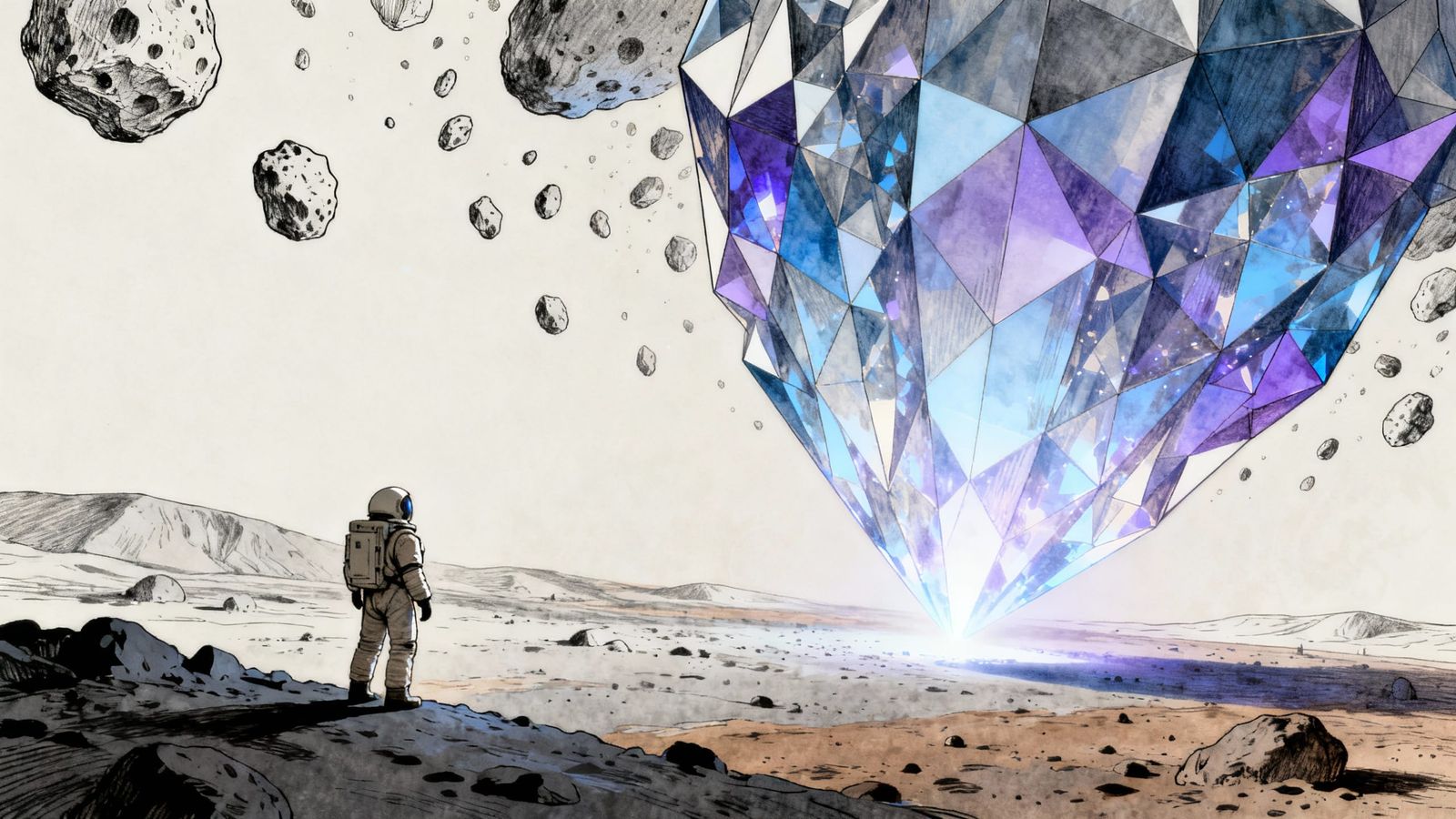 Astronaut Discovers Crystalline Entity on Alien Planet