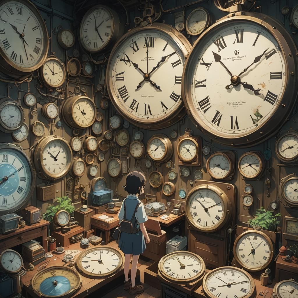 Anime Clock Tower in Studio Ghibli Style