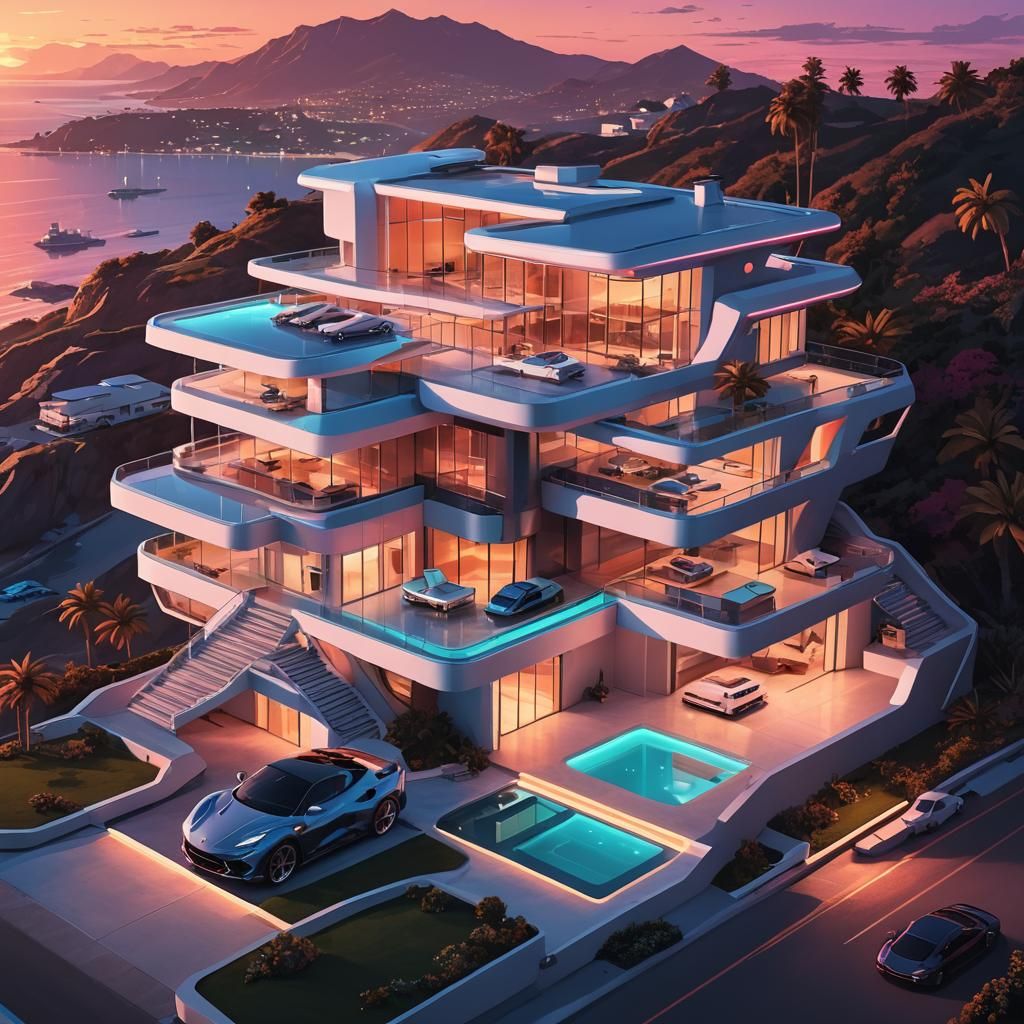 Futuristic House Overlooking Ocean in Digital Concept Art