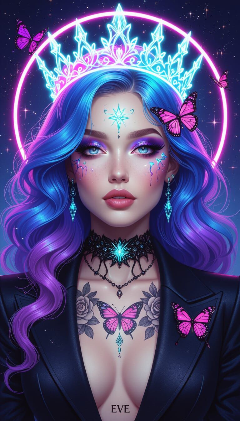 Boho-Gothic Queen with Liquid Starlight Hair