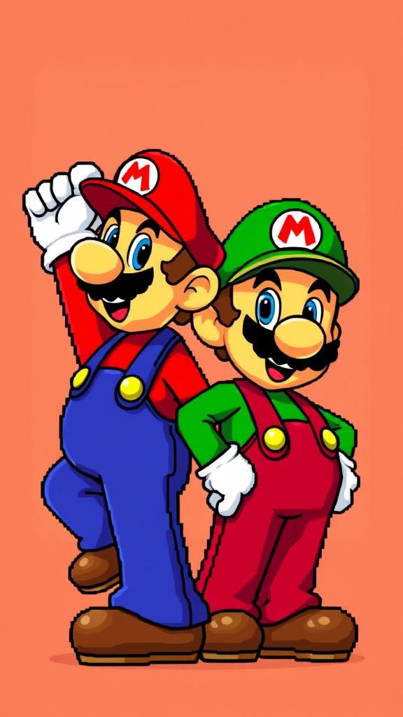 Nostalgic Pixel Art Poster of Super Mario Bros