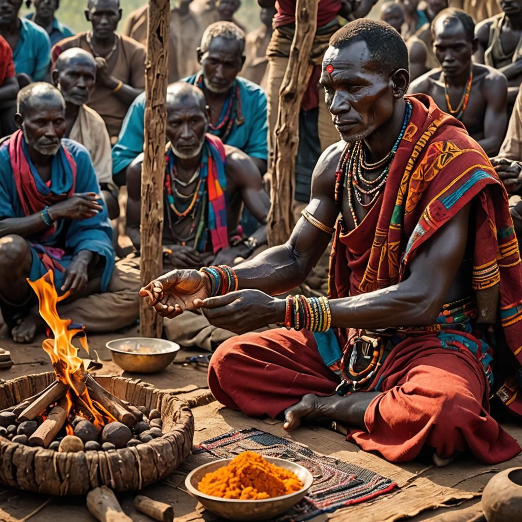 Mundari man performing Karma Puja ritual. (Part 4)