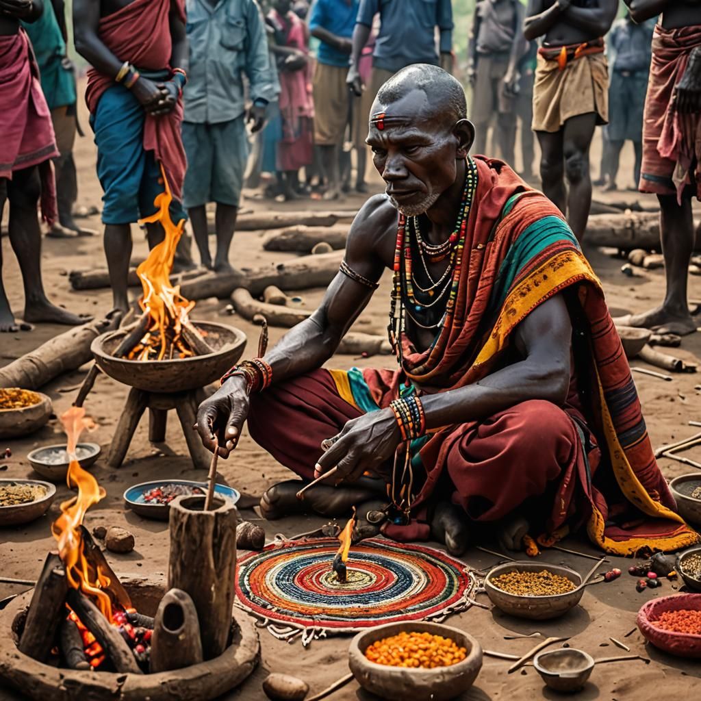 Mundari man performing Karma Puja ritual (Part 1)