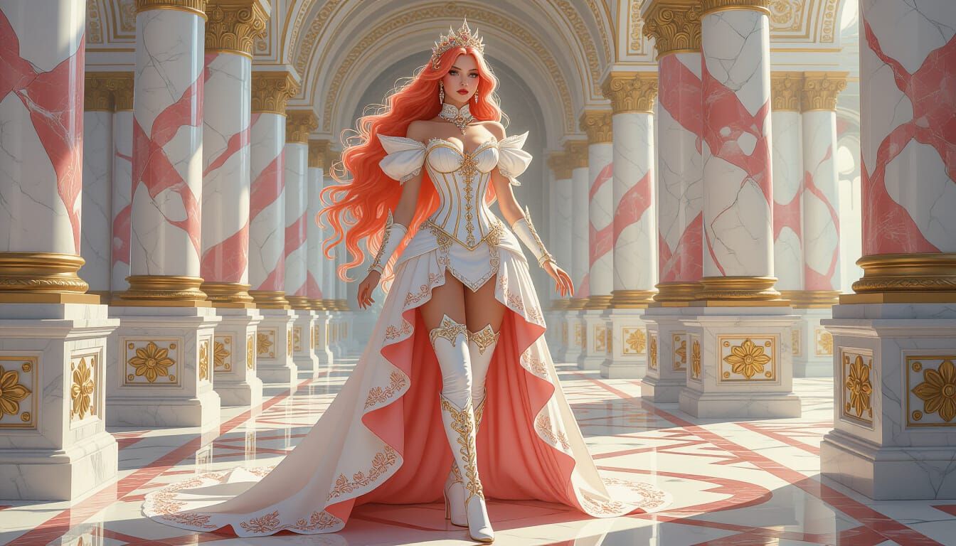 Steampunk Coral Queen in Marble Chamber