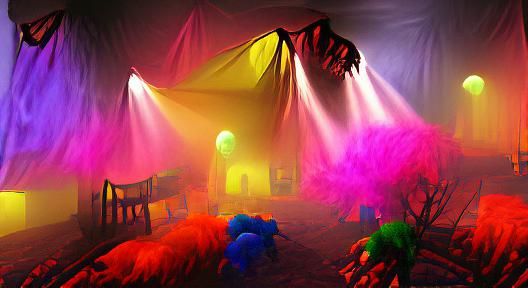 Colorful Nightmare with Volumetric Lighting