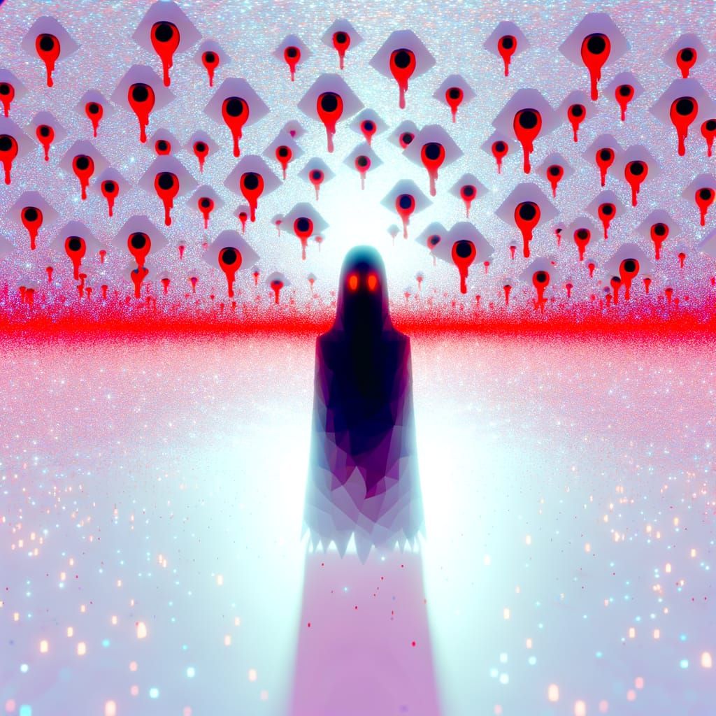 Ethereal Low-Poly Ghost in a Dreamlike Digital Realm