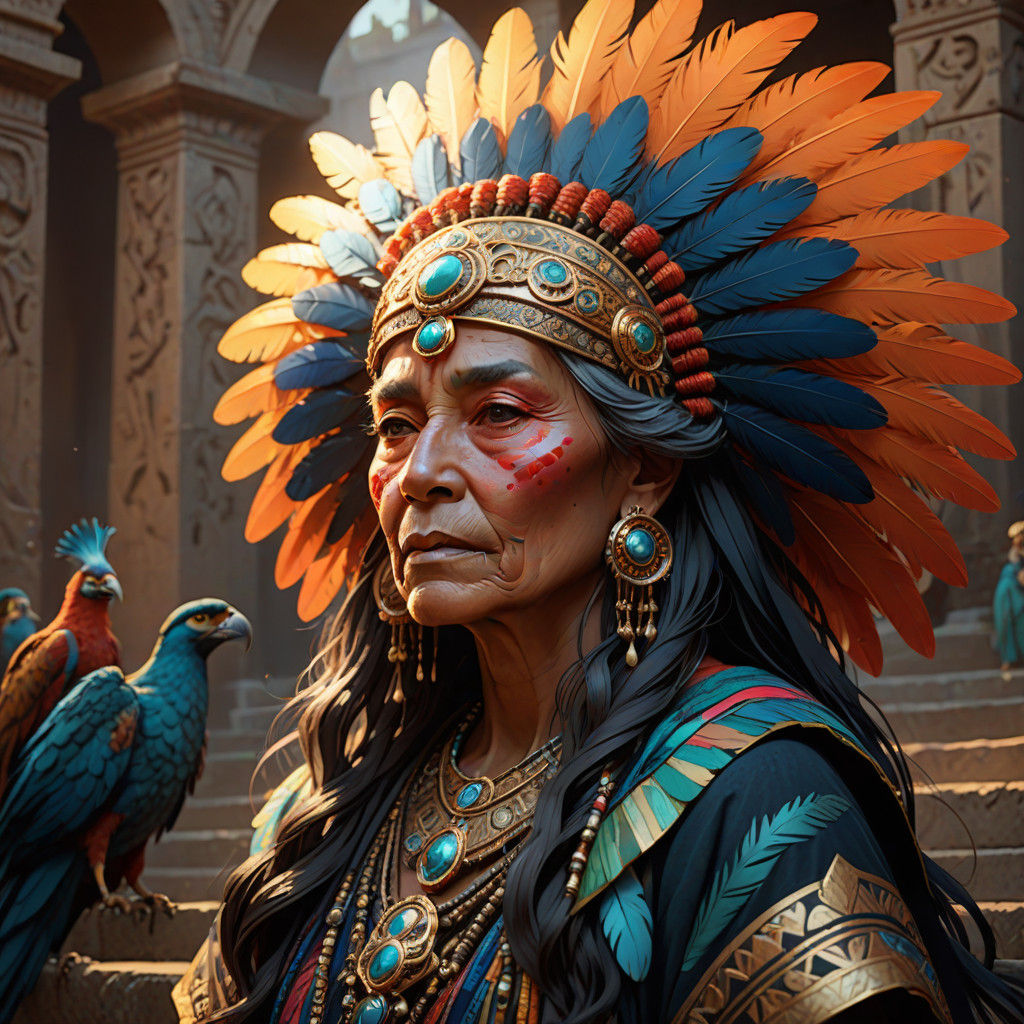 Goddess Xochiquetzal, Vibrant Concept Art
