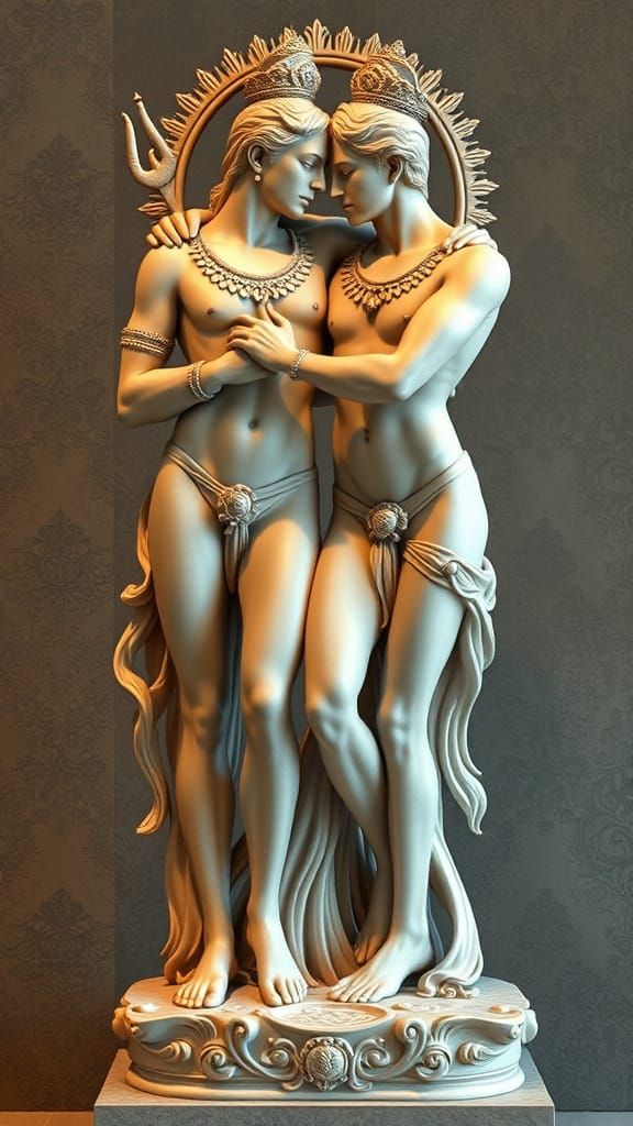 Gay Couple Statue Inspired by Kamasutra in Pavel Tchelitchew...