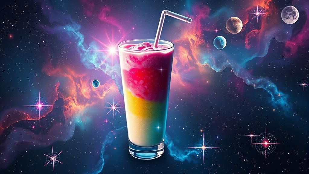 Cosmic Milkshake Among Nebulae in Astral Illustration