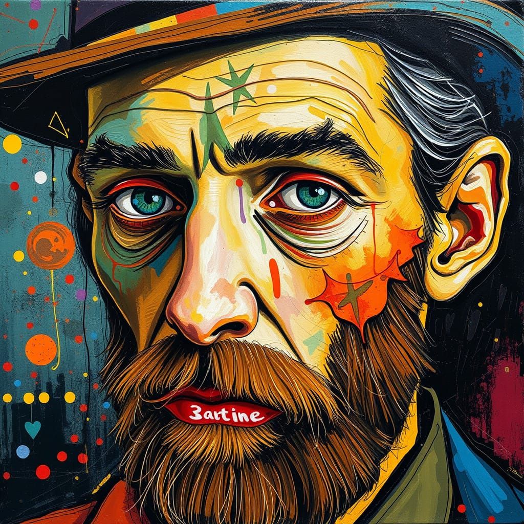 Surreal Portrait in Vibrant, Expressive Art Style