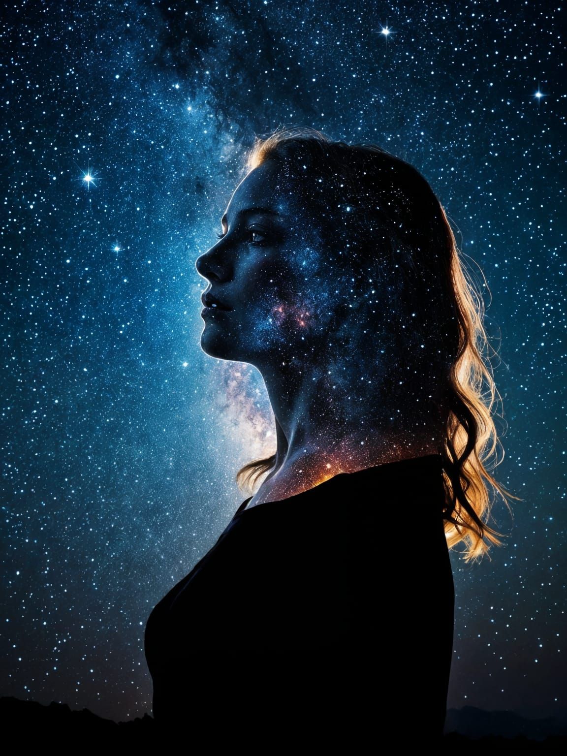 Stunning Double Exposure Portrait of a Young Woman Amidst th...