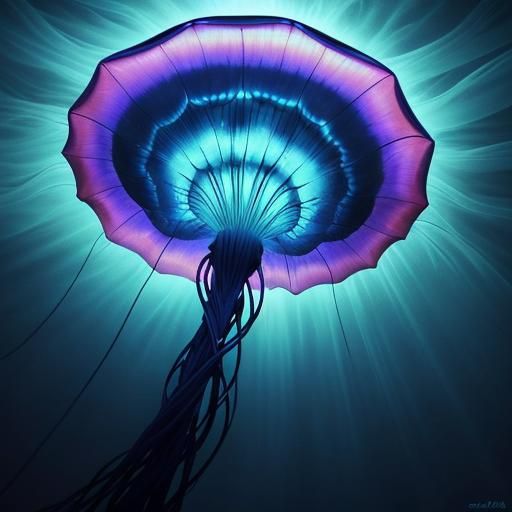 Bioluminescent Jellyfish in the Deep Ocean
