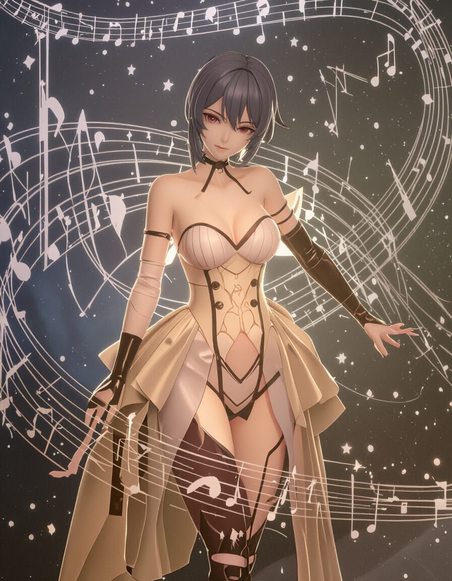 Anime 3D Art with Cosmic Purple Hues