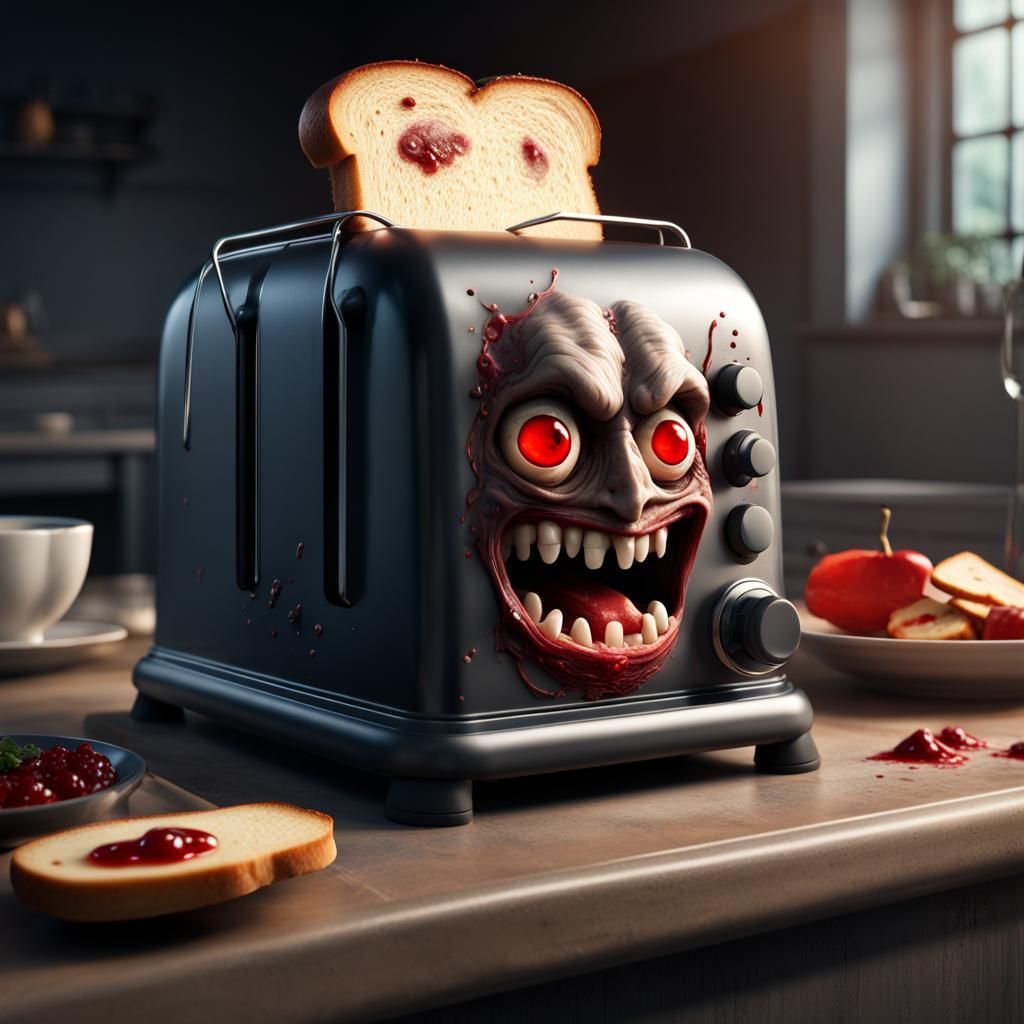 Scary Toaster Eats Arm: Detailed Matte Painting