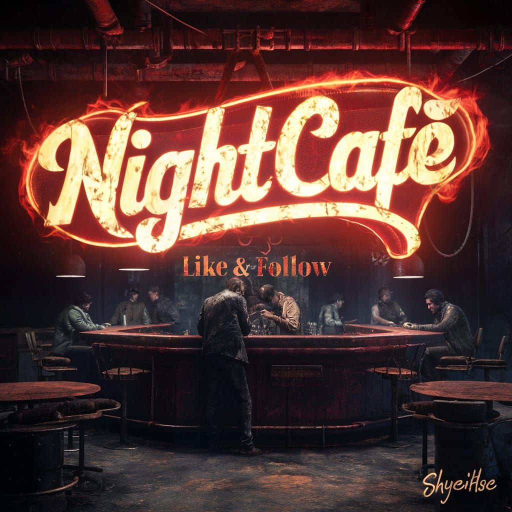 Post-Apocalyptic Neon "NightCafe" Sign
