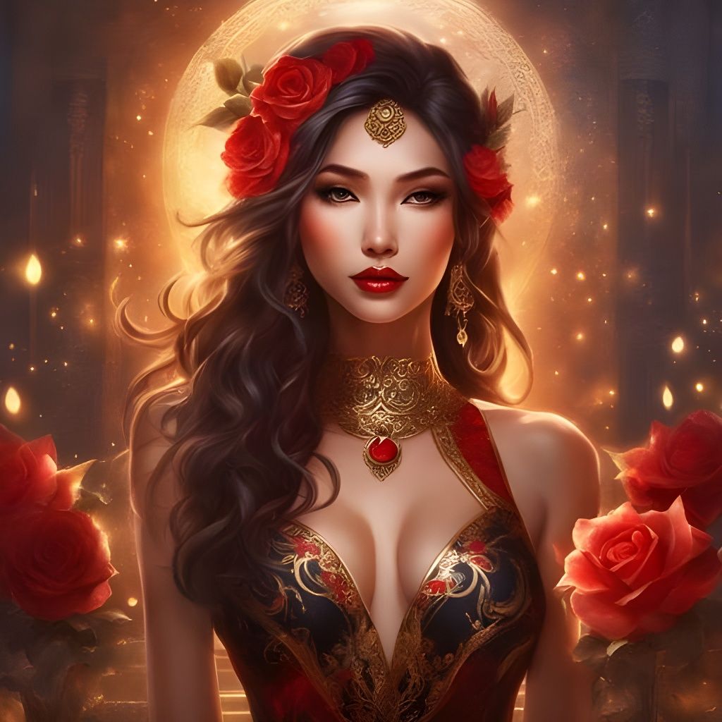 Beautiful Dominant Woman with Red Accents