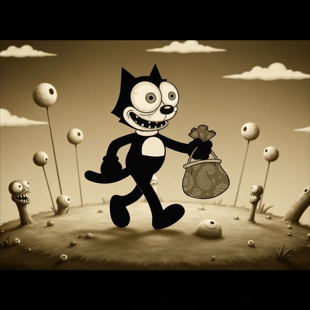 Creepy Felix the Cat in 1930s Animation Style