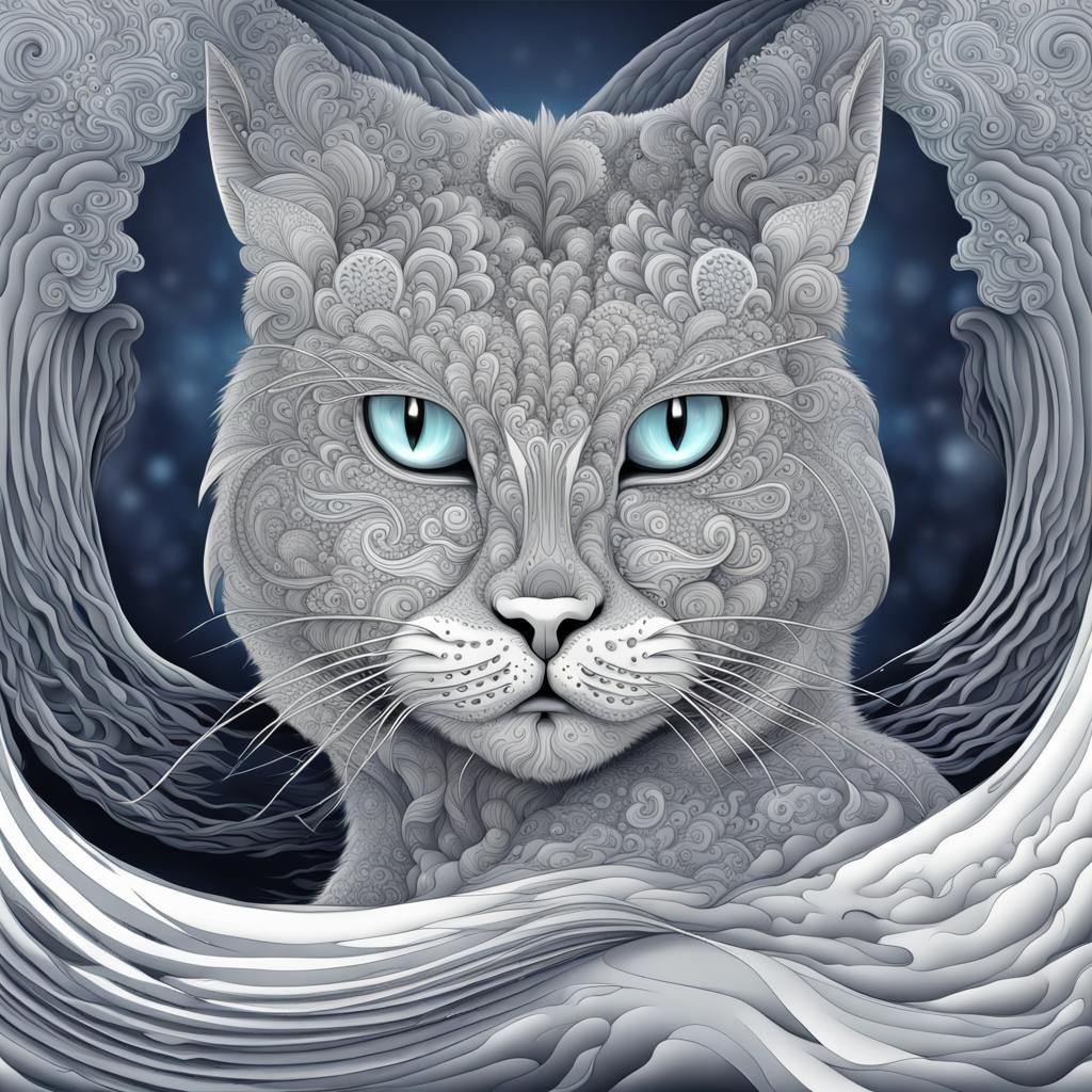 Abstract Vector Cat in Thunder Snow