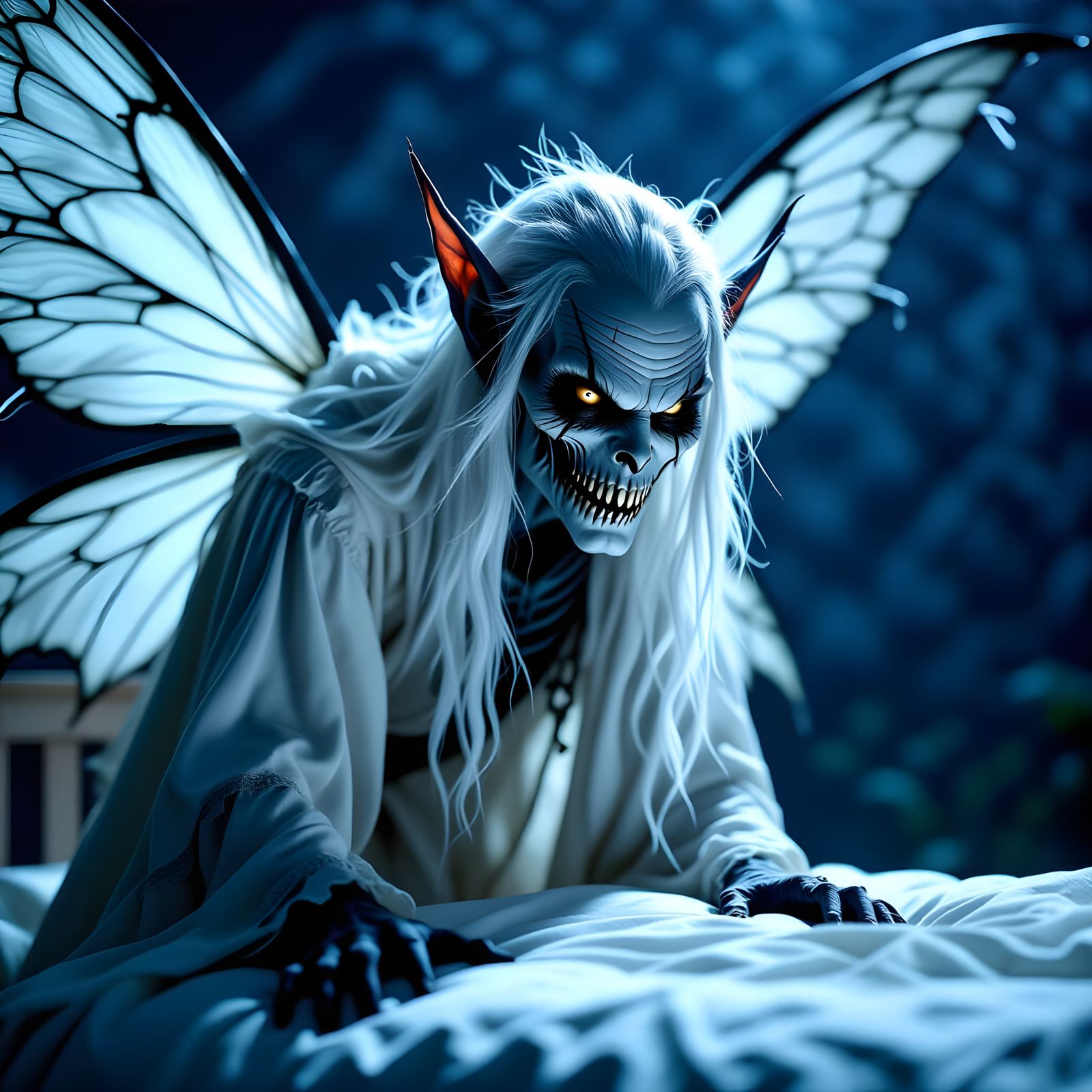 Terrifying Malevolent Fairy in Moonlight
