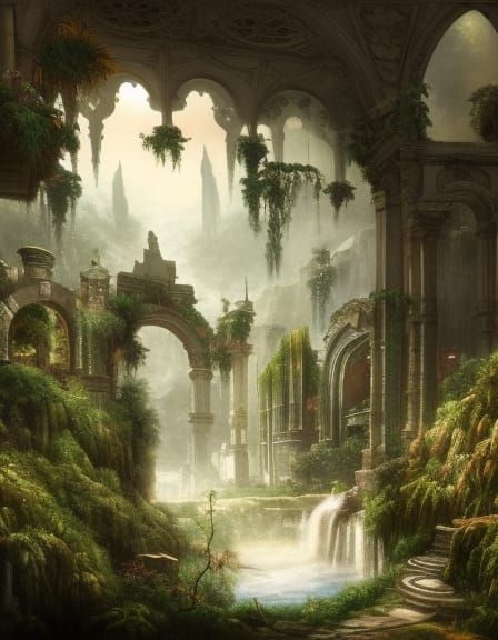 Epic Hanging Garden City with Roman Architecture