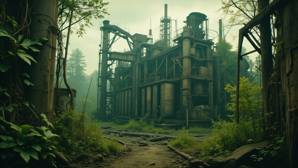 Overgrown Alien Plant in Atmospheric Landscape