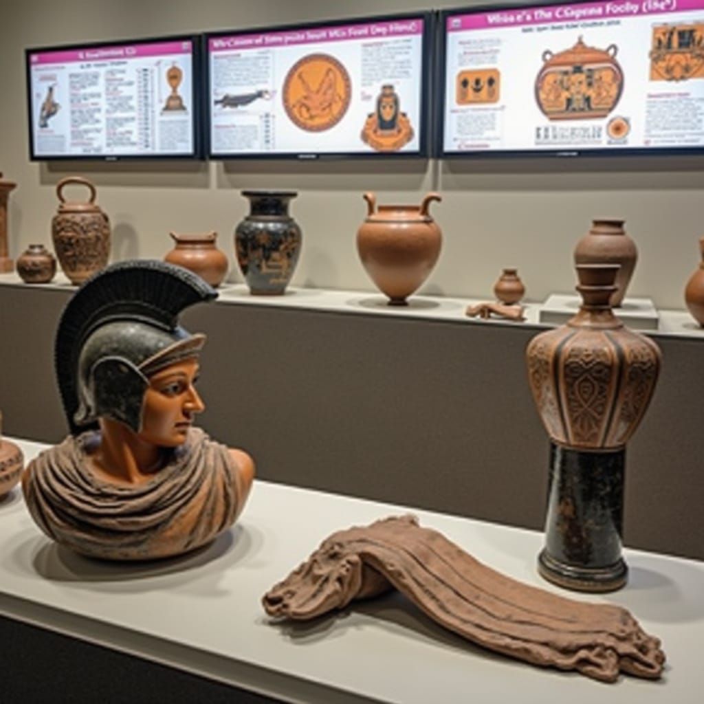 Heroic Greek Warrior in Black-Figure Pottery Style