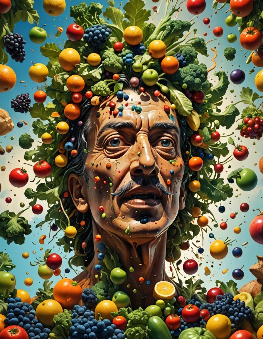 Surreal Oak Tree Spilling Colorful Harvest