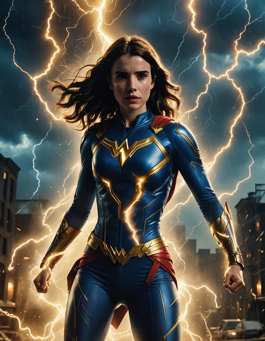Mary Marvel Strikes a Powerful Pose with Lightning