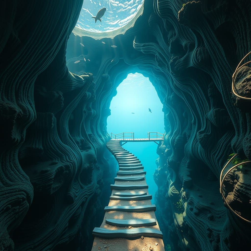 underwater concave trail bridge