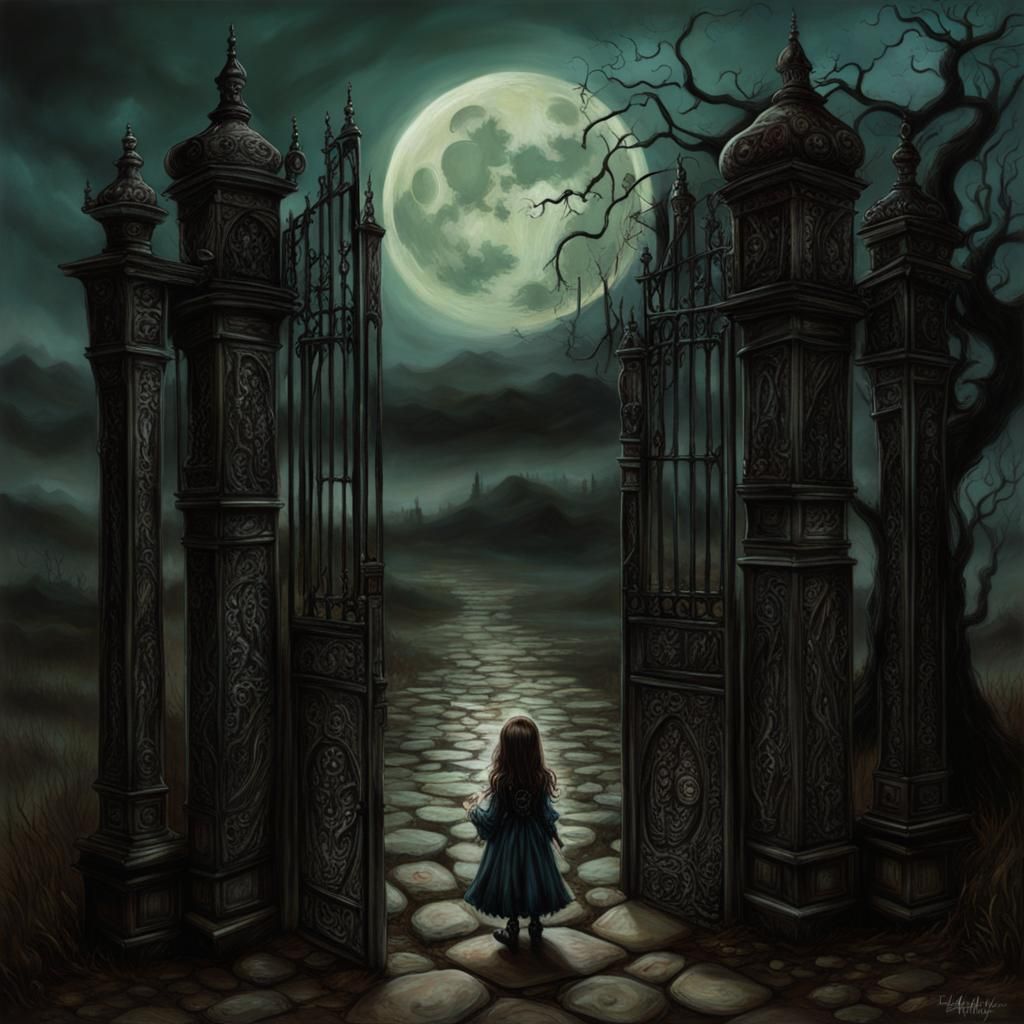 Spooky Halloween Night: A Retro-Kitsch Oil Painting