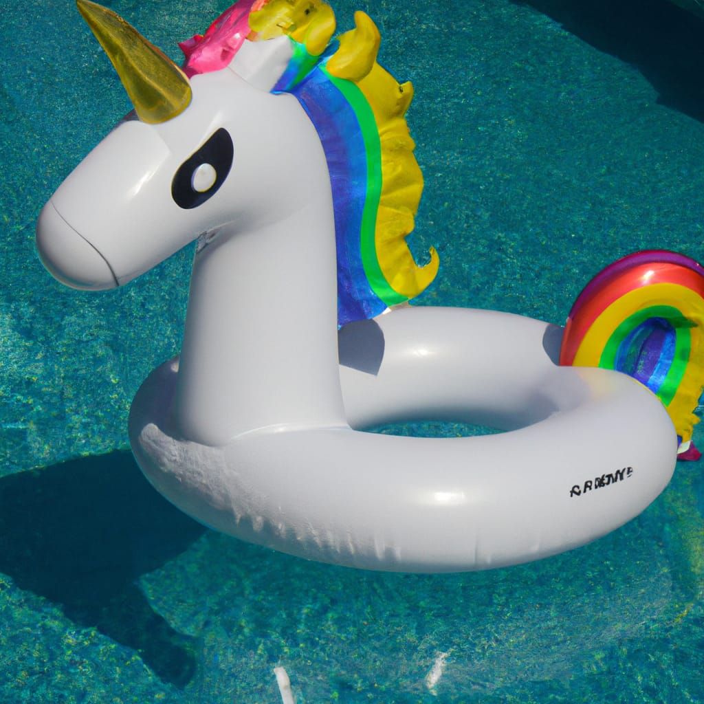Unicorn Inflatable Toy Floating in Swimming Pool