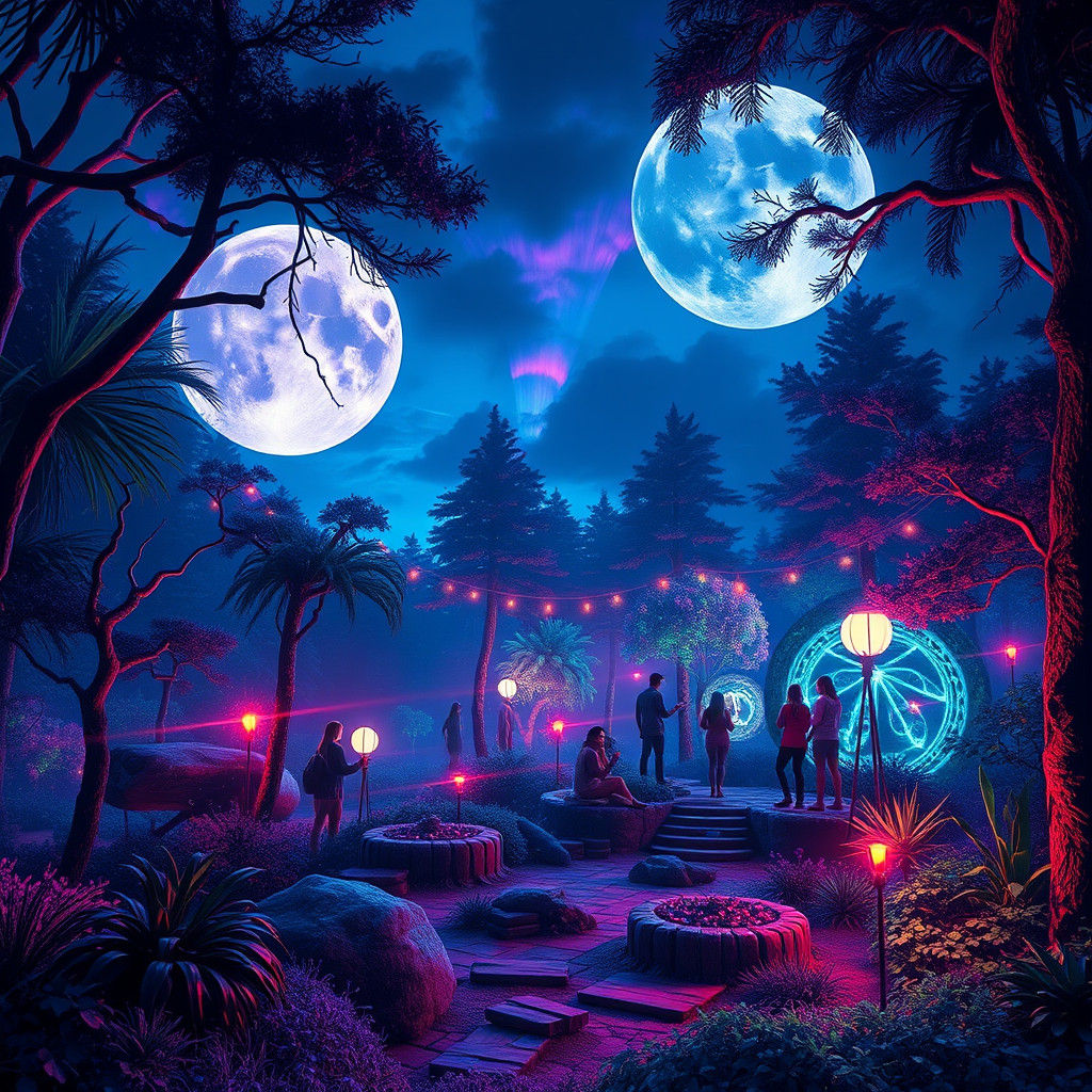 Mystical Moon Party in Iridescent Forest