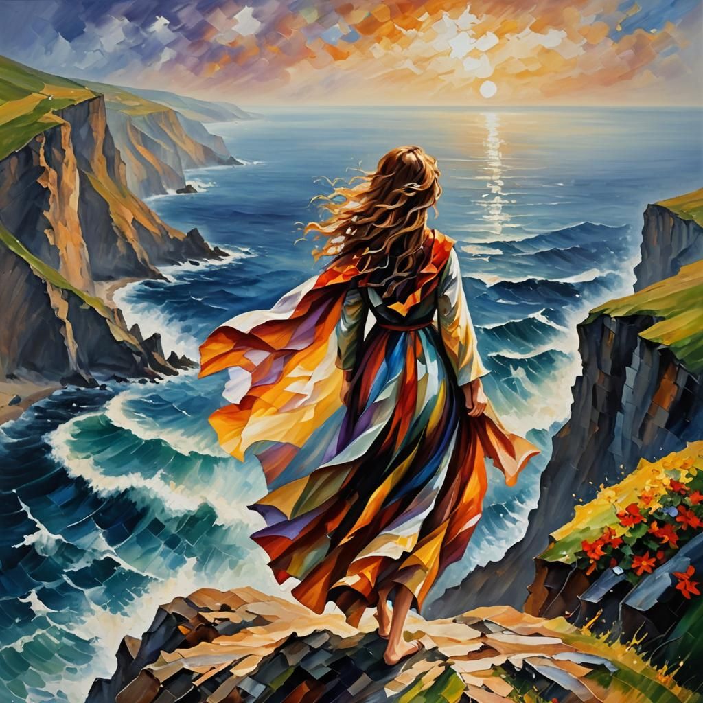 Elf on Cliff: Impasto Acrylic Painting