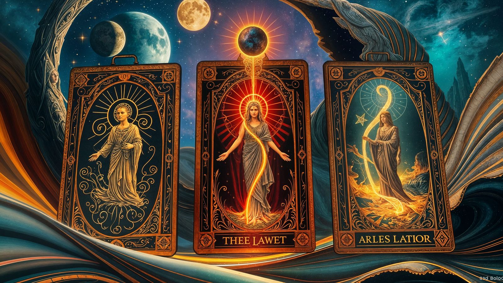 Mystical Tarot Cards Erupt with Cosmic Energy