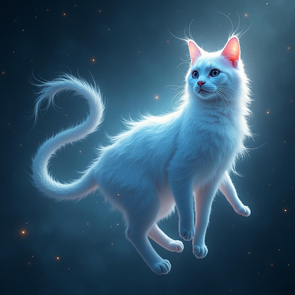 Ethereal Ghost Cat of the Milky Way: Digital Art