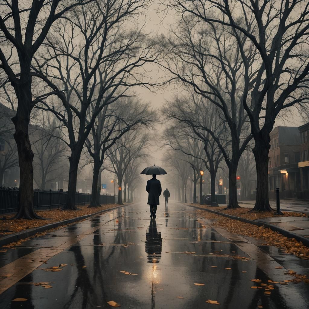 Eerie Autumnal Scene in Dark Romanticism Style