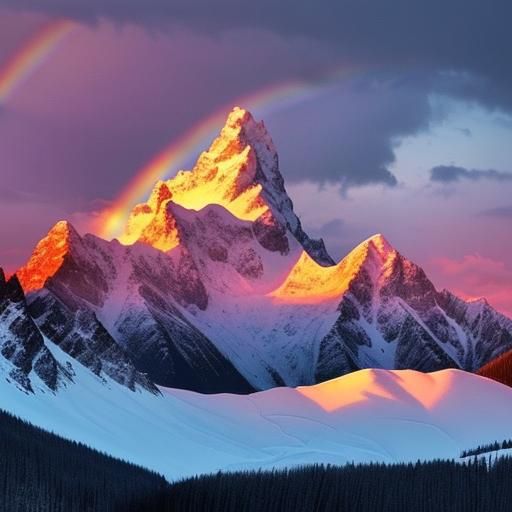 Colorful Sunset Over Snowy Mountains