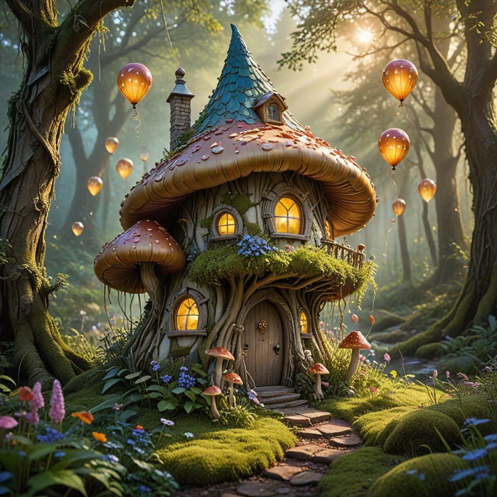 Fairy Mushroom House in Enchanted Forest