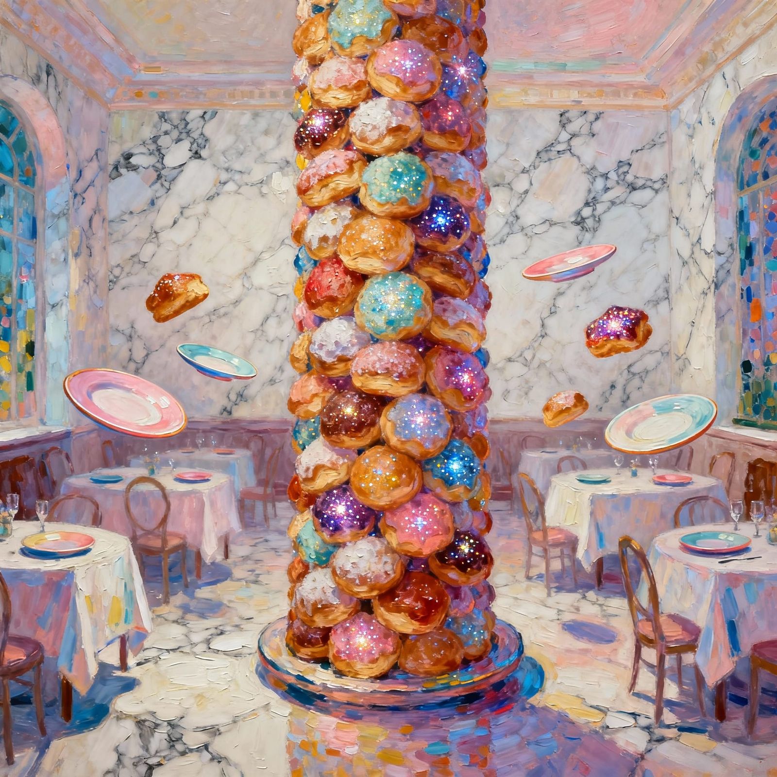 Magical Pastry Buffet in Pastel Dining Room