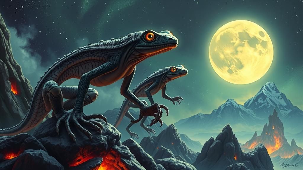 Surreal Alien Landscape with Magma Pits, in Visionary Style