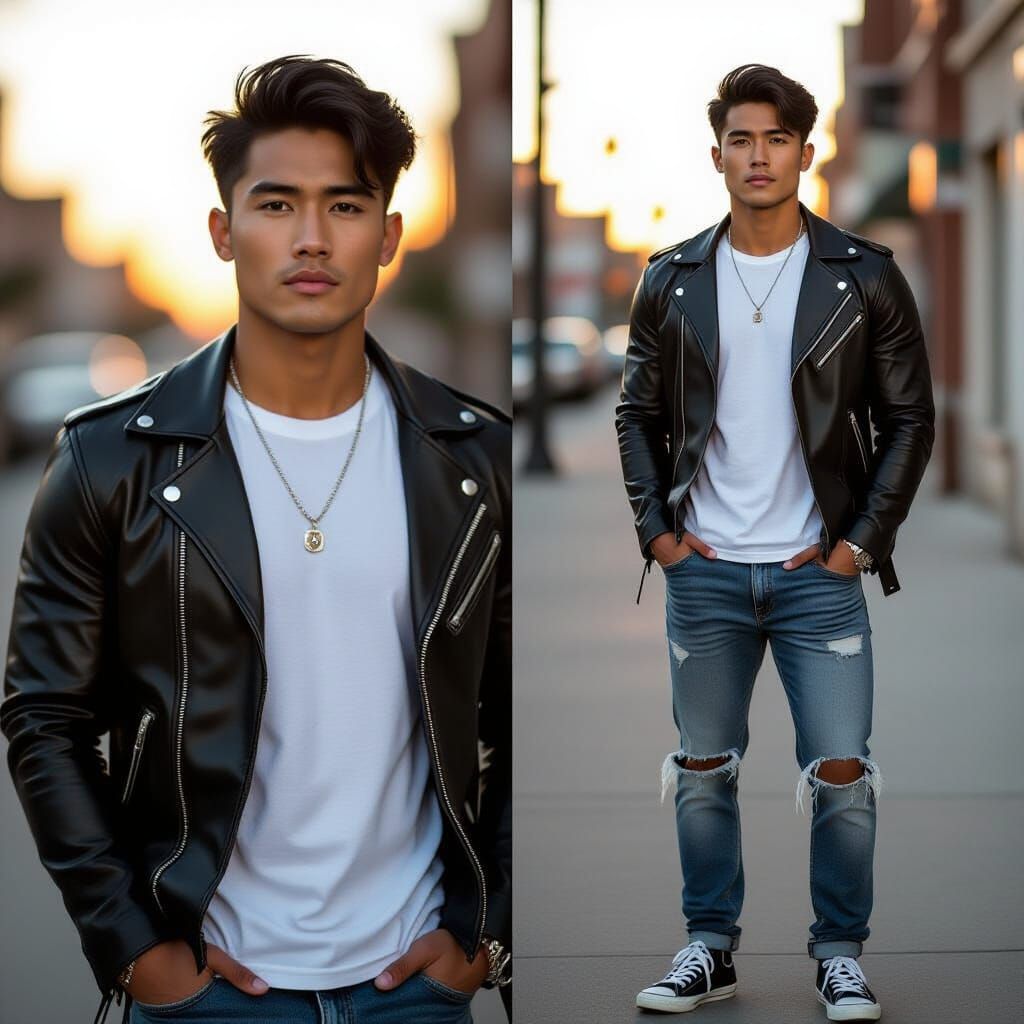 Brooding Filipino Man in Golden Hour Cinematic Portrait