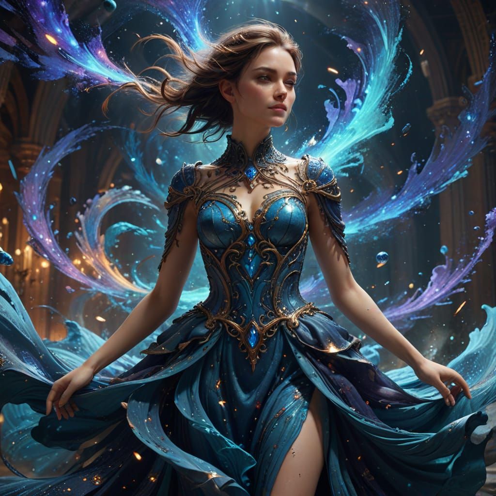 Galactic Gown: A Surreal Fashion Illustration