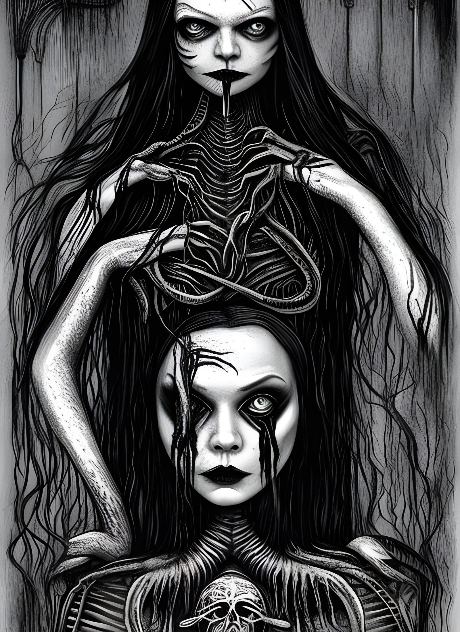 Wednesday Addams as Eldritch Horror in Dark Fantasy Style