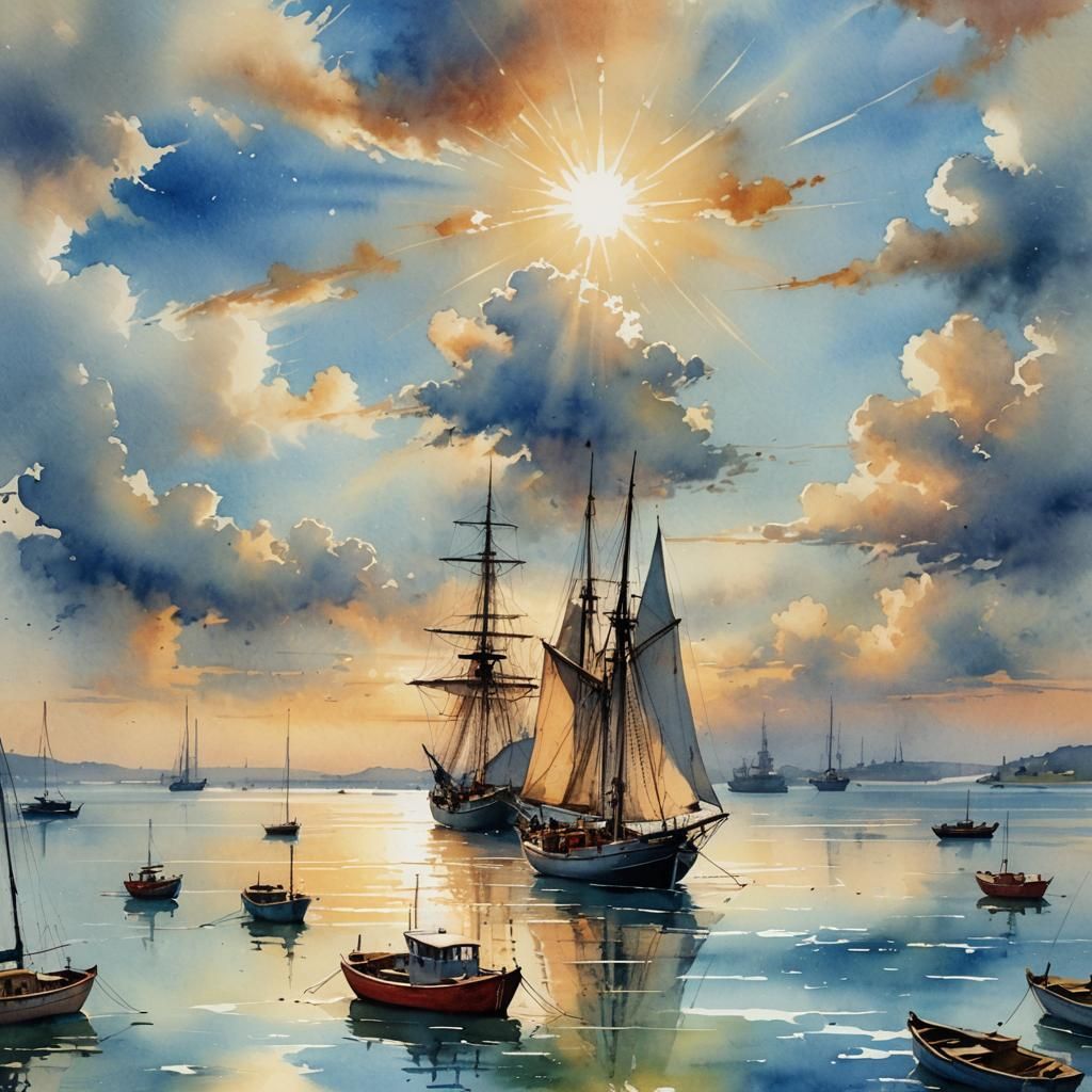 Colorful Watercolor Boats on Artstation