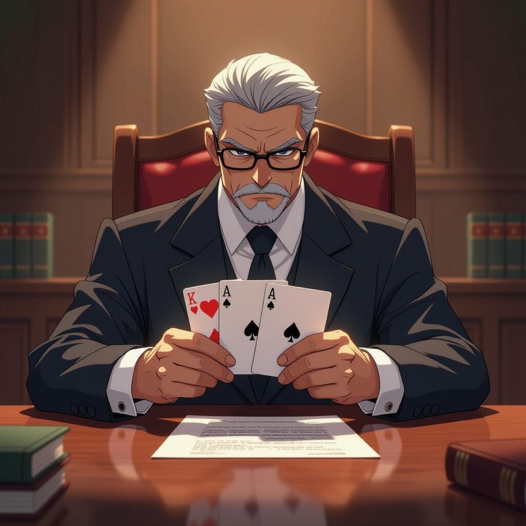 Playing Cards in Courtroom, Anime Style