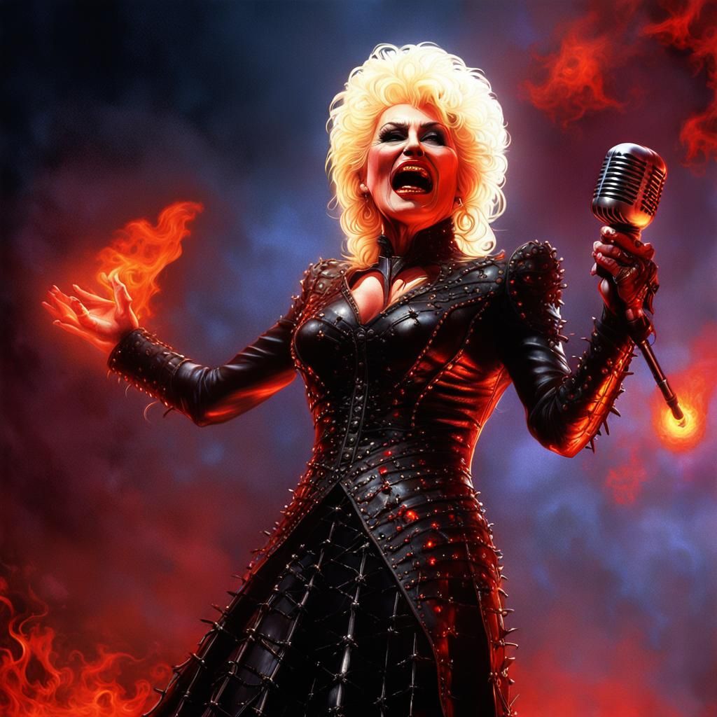 Dolly Parton as Pinhead in Hell, Digital Painting