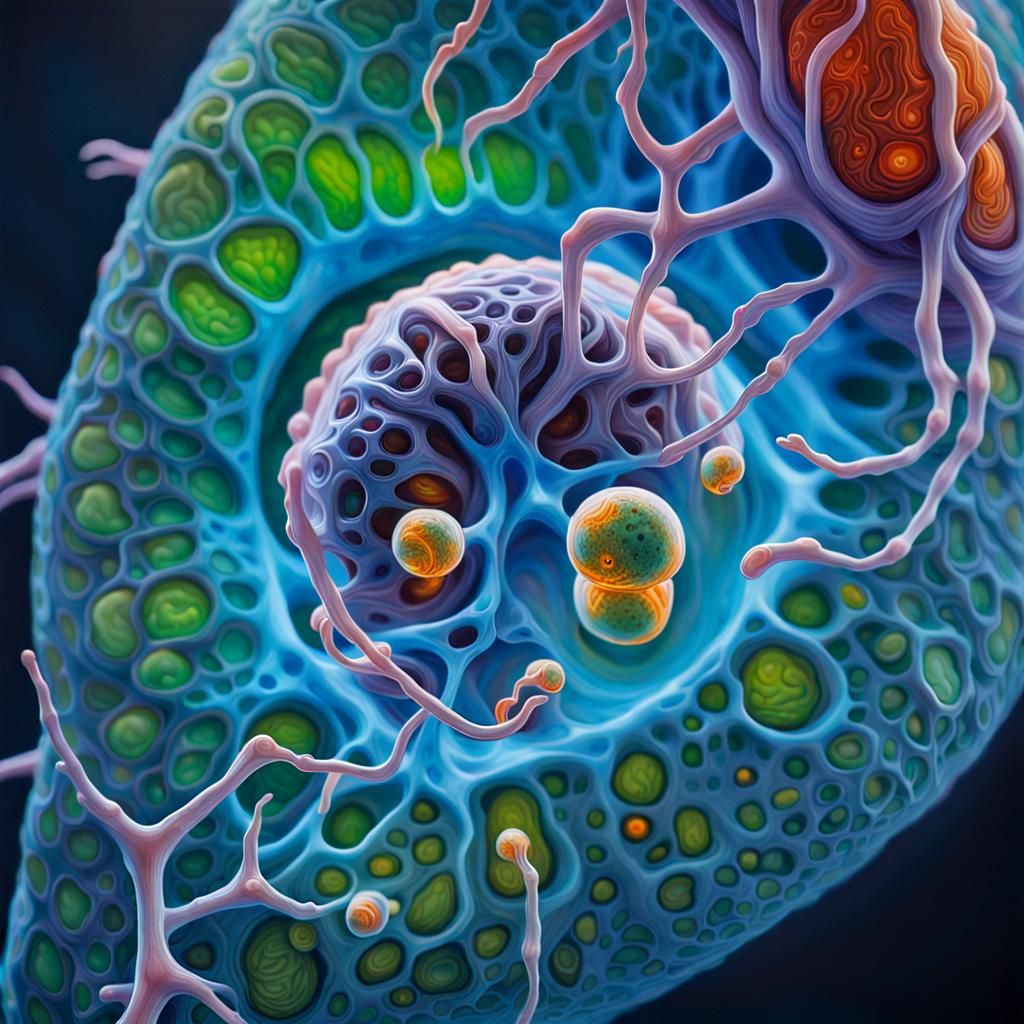 Bioluminescent Ameboid Life Form as Oil Painting