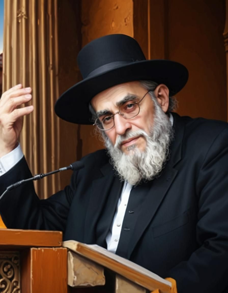 Rabbi Overlooking Bnei Brak in Anime-Inspired Digital Art